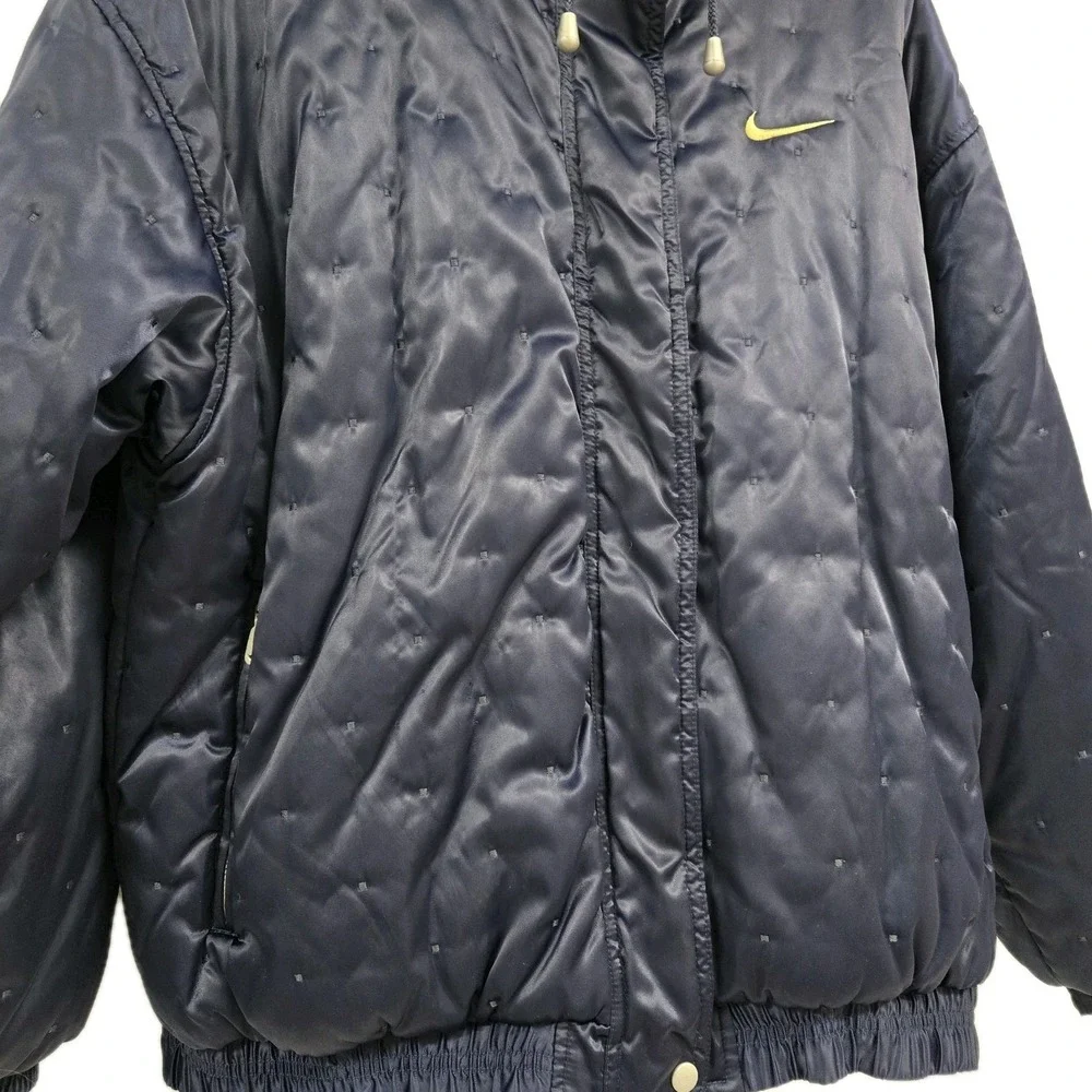 Nike Vtg 90s‎ Quilted Puffer Jacket Big Logo Blue Womens Large Streetwear Rare